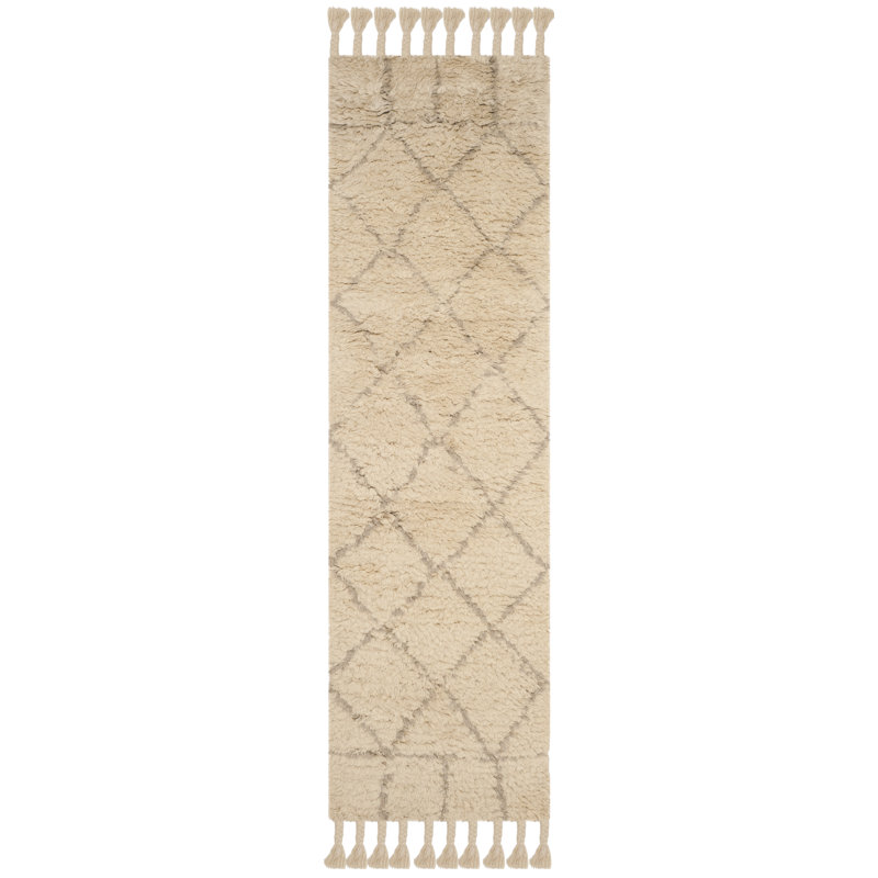 Jalbert Geometric Wool Hand Woven Area Rug, Runner 69 x 244 cm