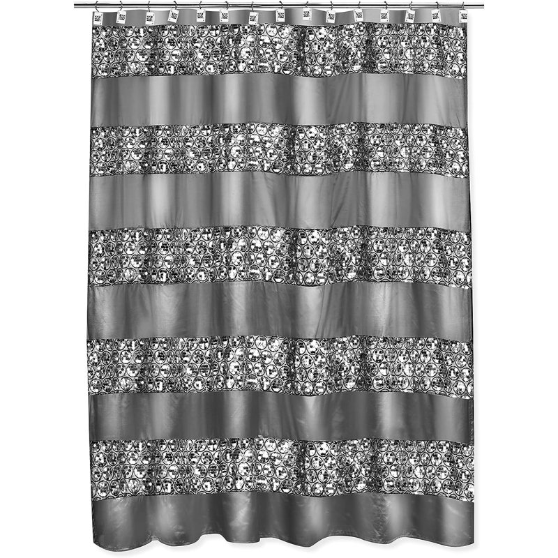 Rideau de douche simple rayé Ced, Argent