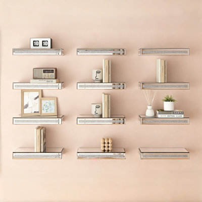 Cerrie 12PCS Mirror Floating Wall Shelf Decor For Bedroom/living Room/kitchen