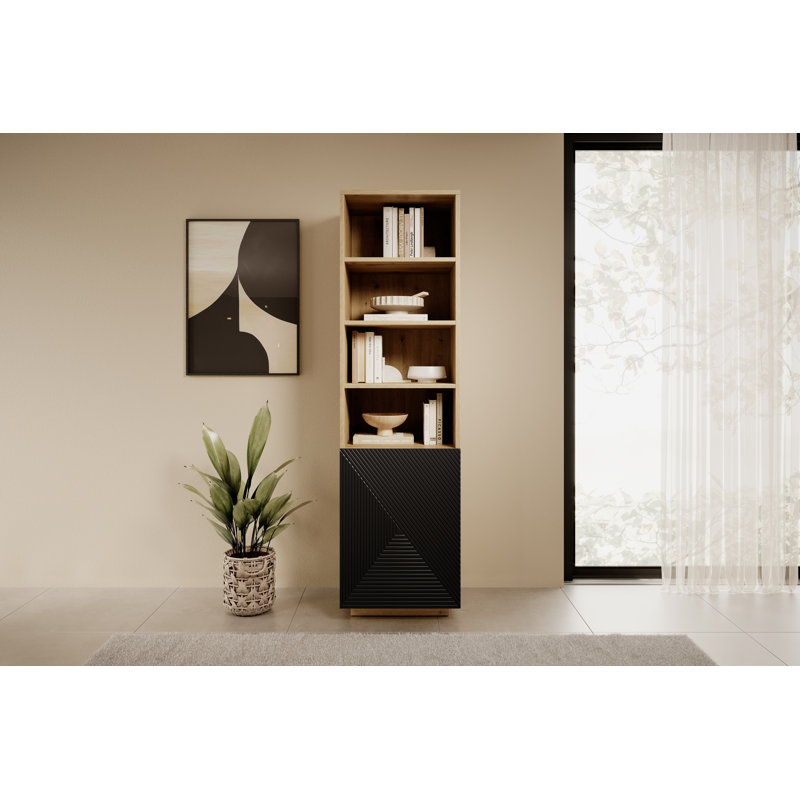 Ayliah 180cm H x 50cm W Standard Bookcase, Artisan/Black