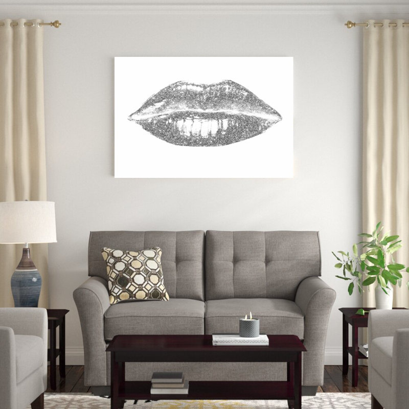 «Glitter Lips I» par Studio W - impression sur toile tendue, H 32 po x l 48 po