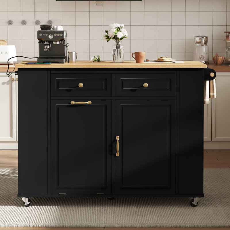Wood Kitchen Cart, Black