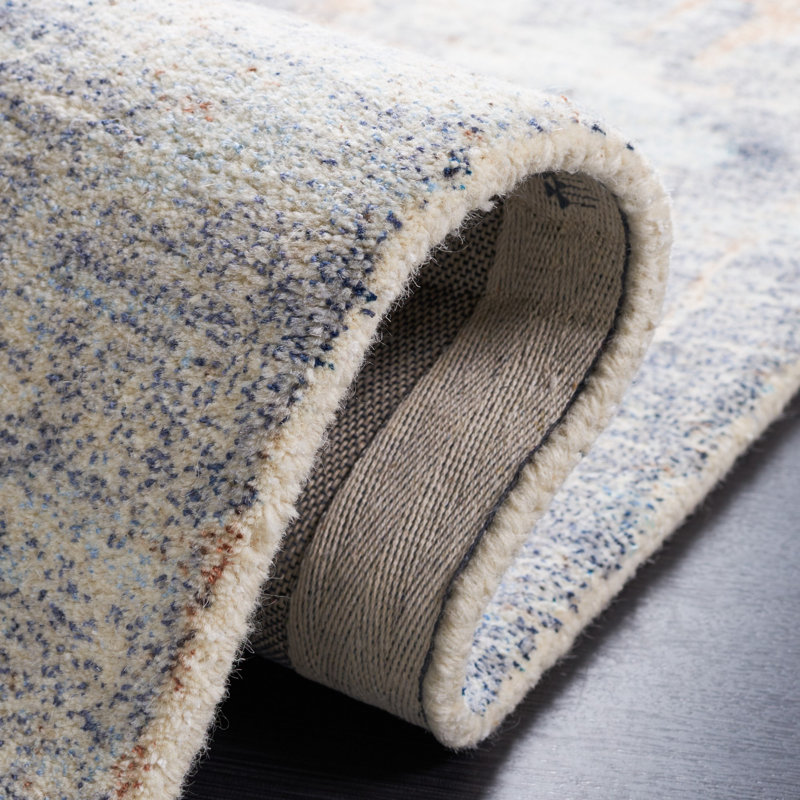 Dumfries Hand Tufted Wool/Viscose Pile Abstract Rug in Light Blue/Ivory, Rectangle 3' x 5'