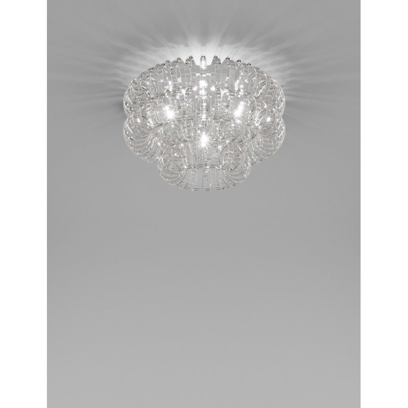 Ecos 3 - Light Flush Mount, Glossy Chrome, Crystal Striped Glass