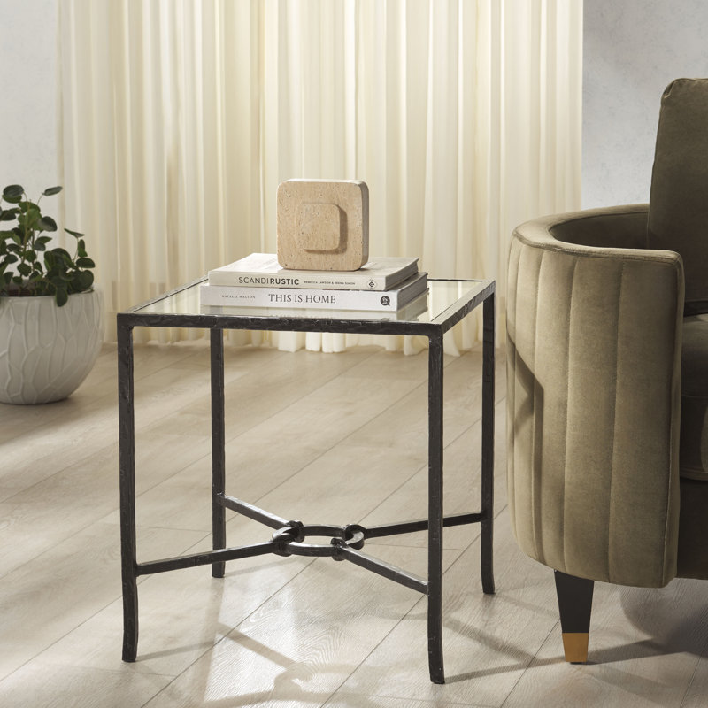 Tauri Forged Metal Square Accent Table, Black