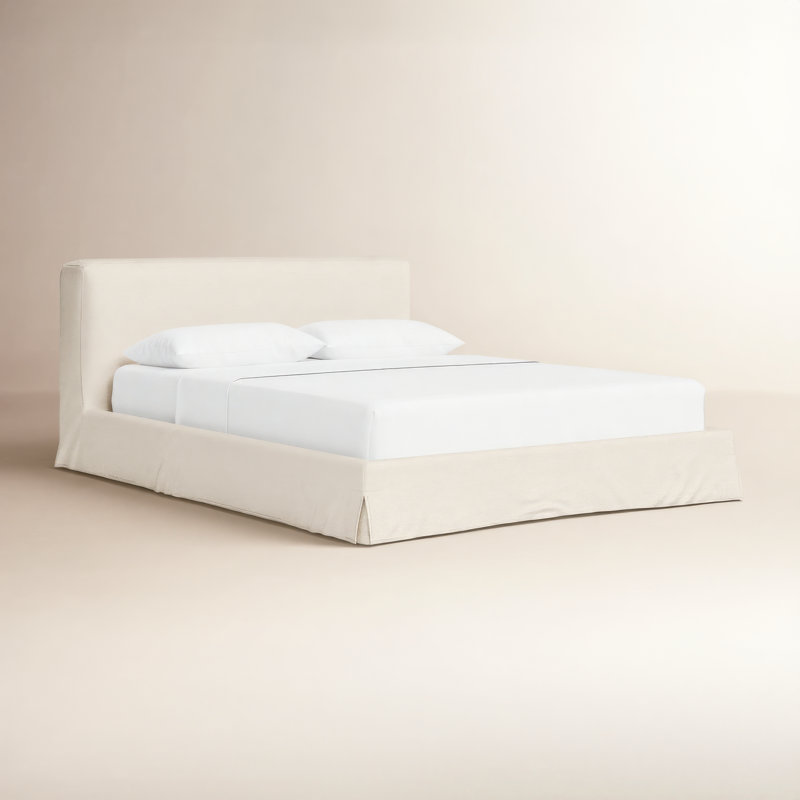 Vittorio Upholstered Platform Bed, Queen, Brussels Natural