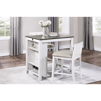 Ensemble table et chaises de salle à manger 3 places avec tablette et siège en tissu 100 %