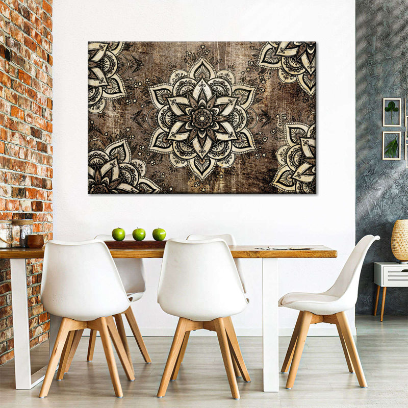 Impression sur toile Floral Mandalas géométriques, H 16 po x l 24 po x P 1,25 po