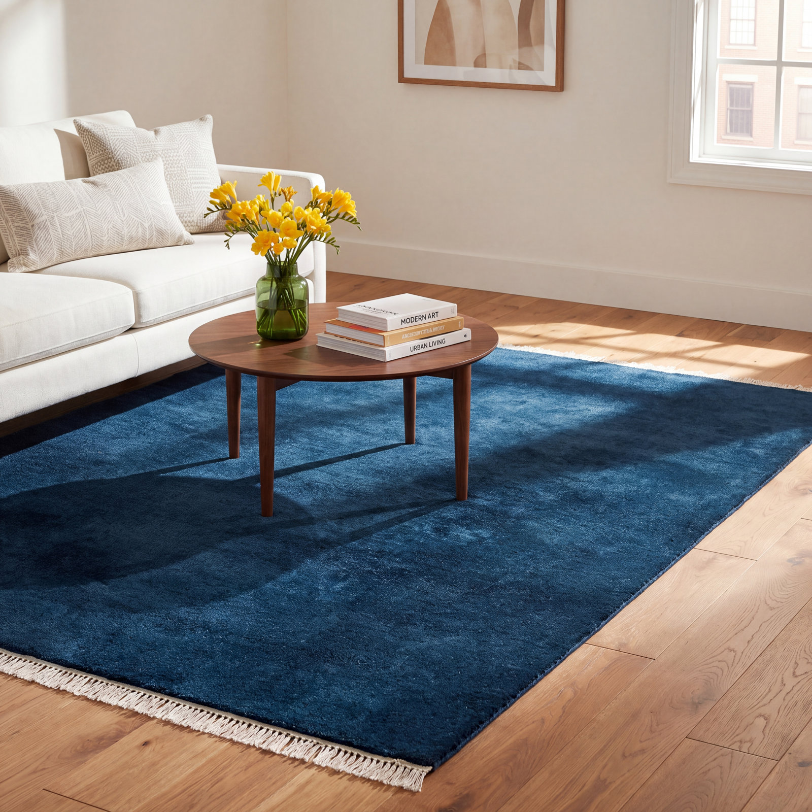 Clio Hand-Woven Blue Rug, Rectangle 6' x 9'