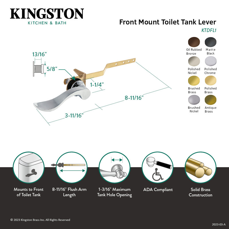 Kingston Brass NuWave Front Mount Toilet Tank Lever, Antique Brass