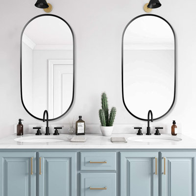 Joulon Oval Frame Mirror Wall Mount Bathroom Vanity Metal Mirror