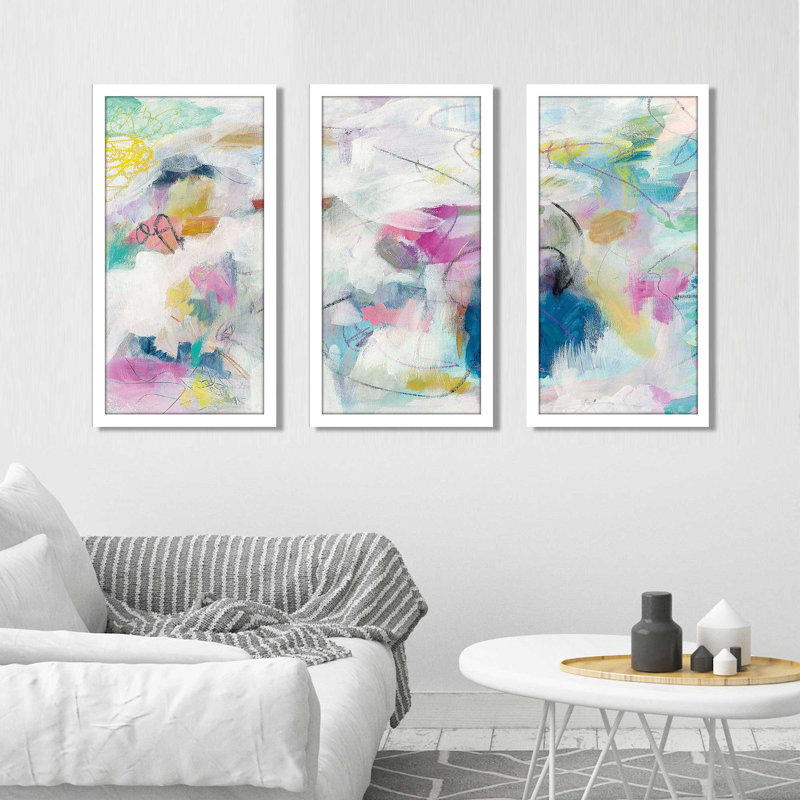 Daylightonomies I - Peinture encadrée 3 pièces, L 40,5 po x H 25,5 po x P 1 po