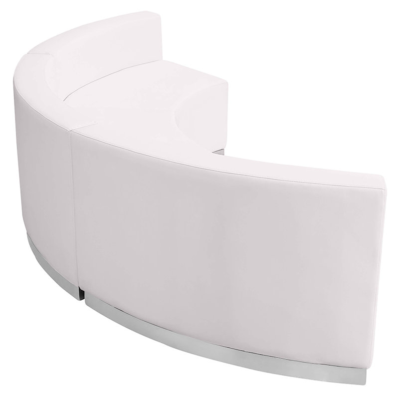 White Faux Leather 3-Piece Reception Seating Set with Wood Frame