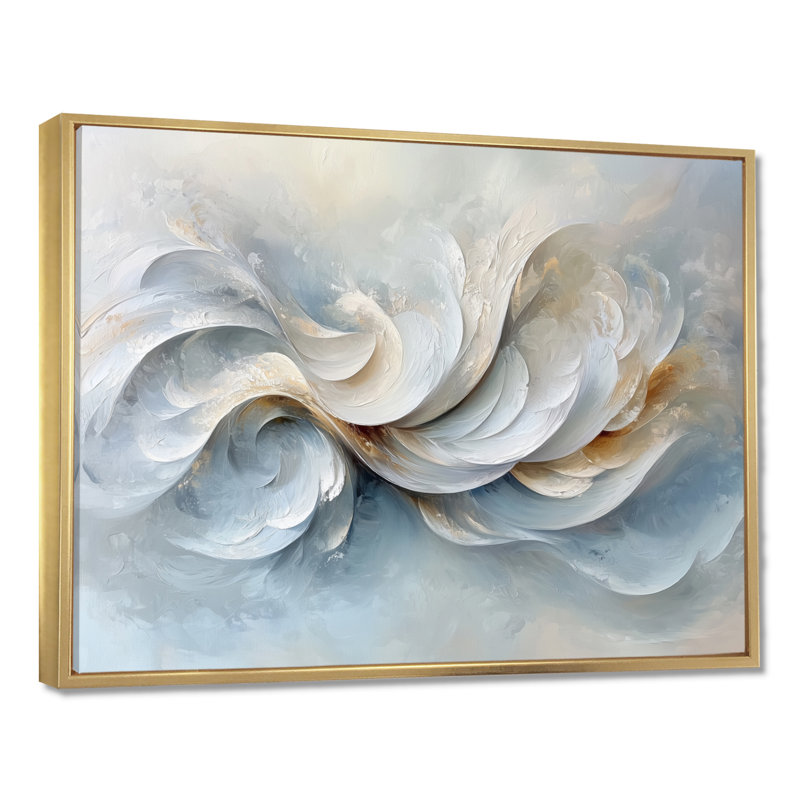 Zeringue - Abstract Wall Art, H 12 po x l 20 po, Impression encadrée flottante, Doré