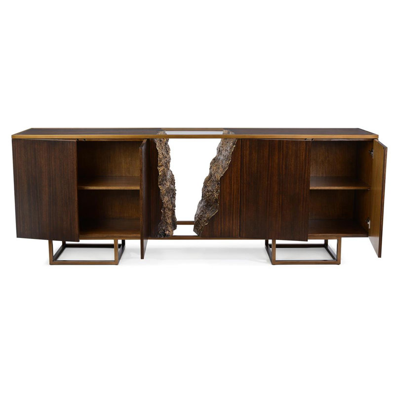 Terra Four-Door Credenza, White, Brown