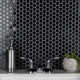 Metro 1" Hex Glossy Black 10-1/4 in. x 11-7/8 in. Porcelain Mosaic Floor and Wall Tile