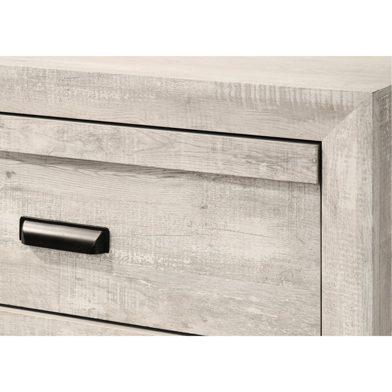 Table de chevet rustique beige avec rangement à 2 tiroirs