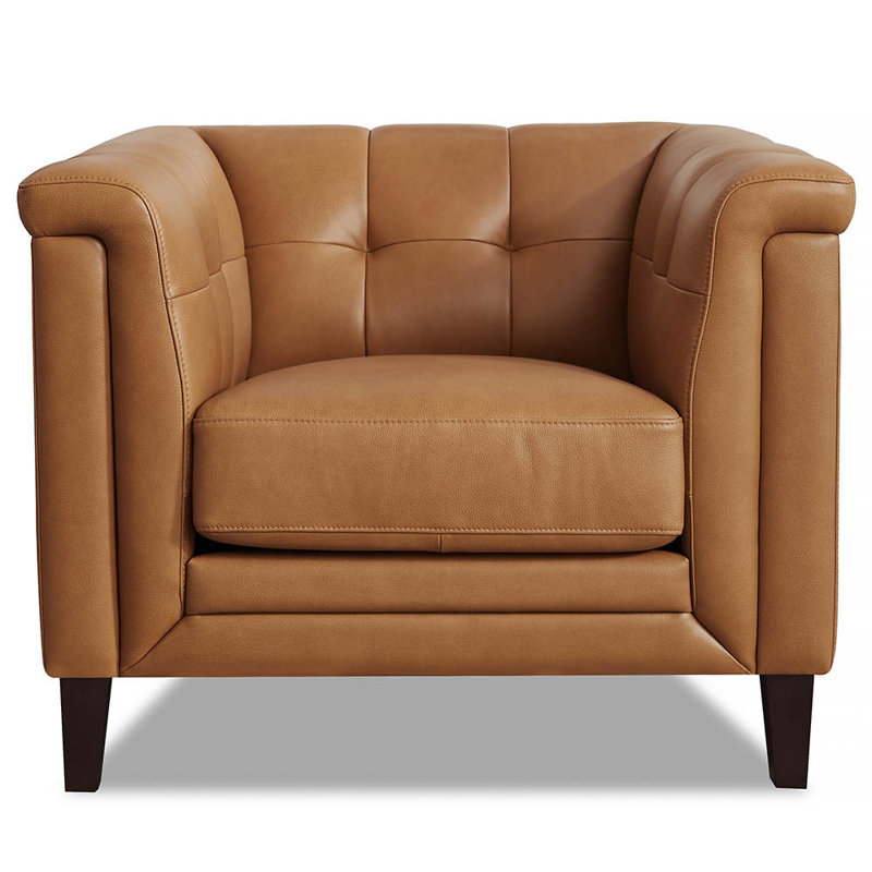 Fauteuil Colturo Fynche, Cuir véritable brun cognac