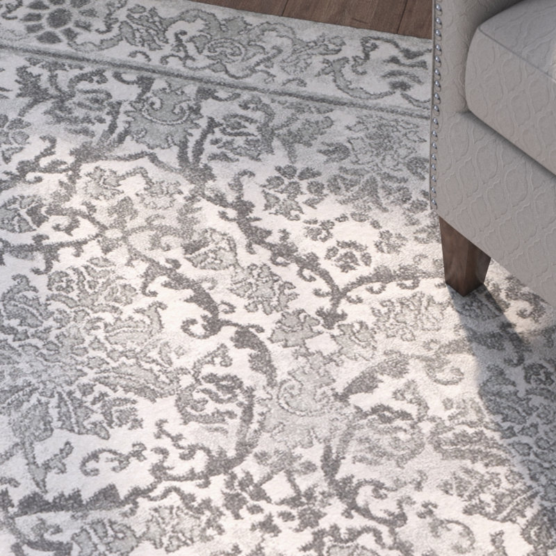 Tapis oriental ivoire / gris Alessia, Rectangle 6 pi 7 po x 9 pi