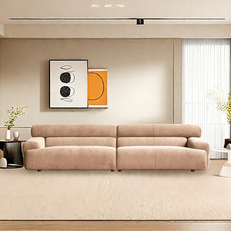 Canapé rétro en tissu simple, H 28,34 po x l 114,17 po x P 43,7 po, 4, Kaki