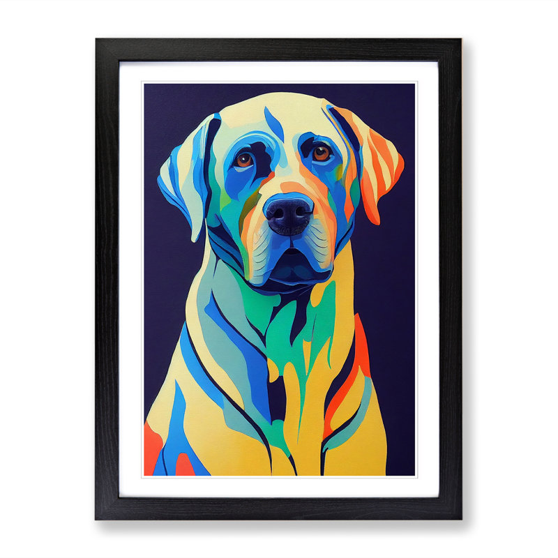 Heyburn Labrador Retriever Abstract Vol.2 - Single Picture Frame Print, Black, 64cm H x 46cm W x 2cm D