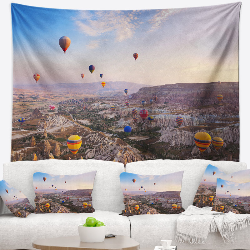Photographie air chaud balloon vol tapisserie, H 32 po x l 39 po