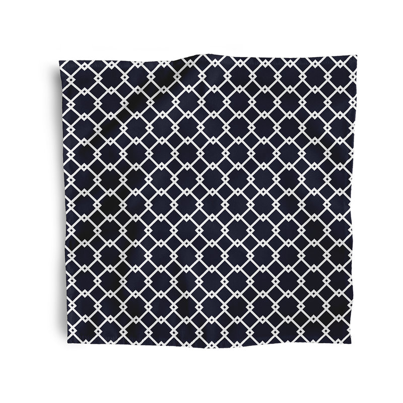 Larreon Polyester Geometric Square Napkin, Navy