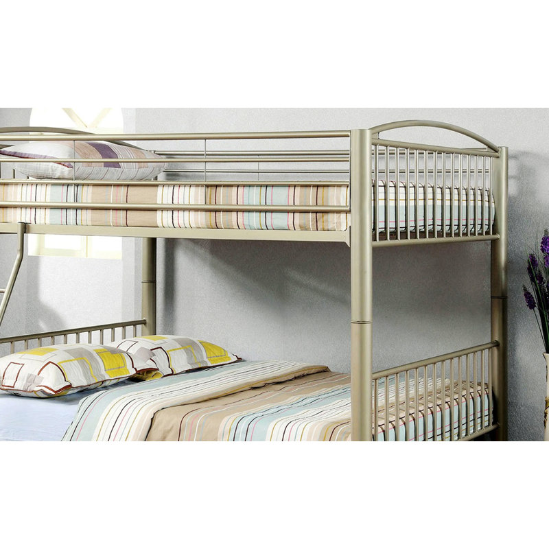 Structure de lit, lit superposé double au-dessus de double de style contemporain avec échelle mobile