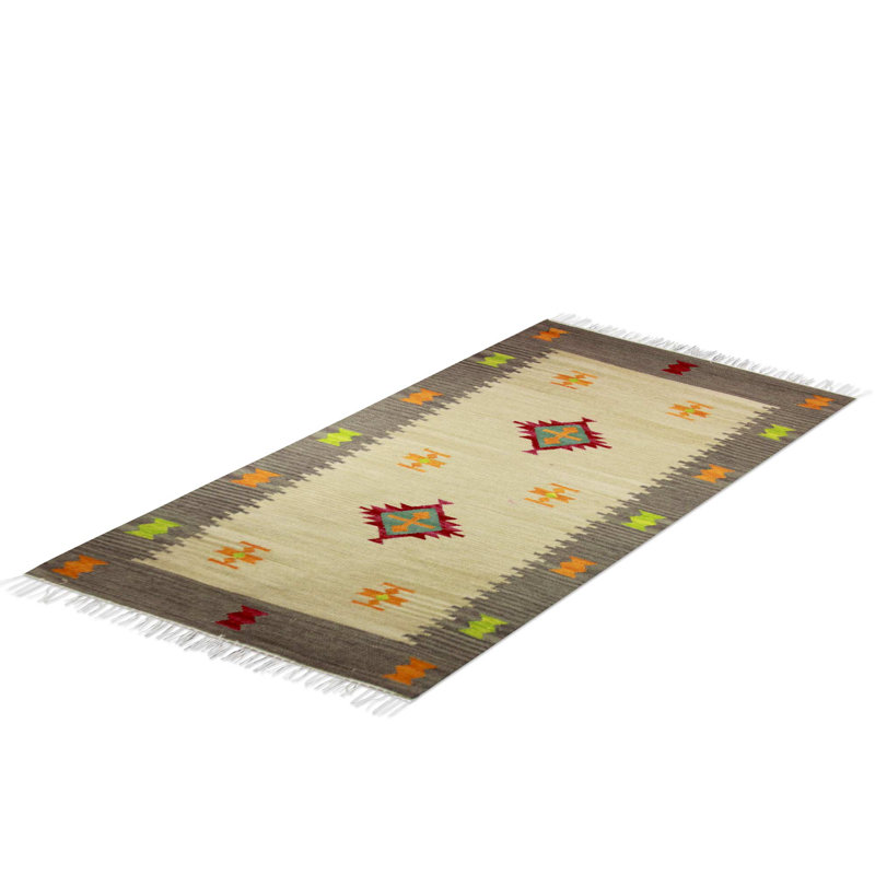 Tapis beige / gris tissé à la main