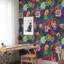Colourful Floral Fantasy Wallpaper Green Pink Purple