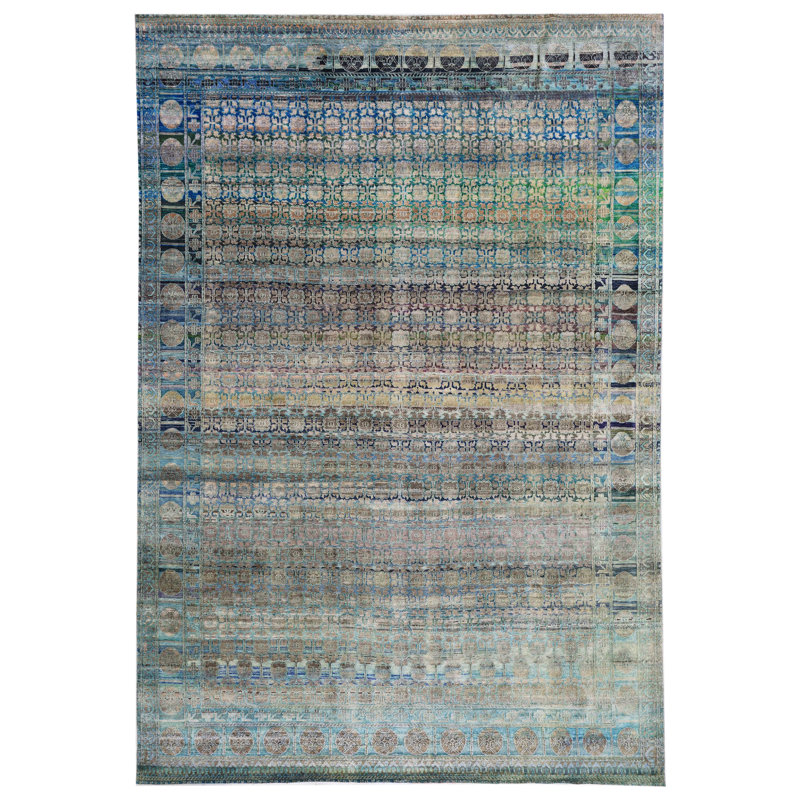 Silk Treasures Geometric Area Rug in Blue