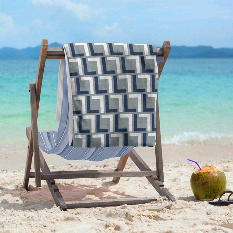Beach Towel, Silver/Blue/White