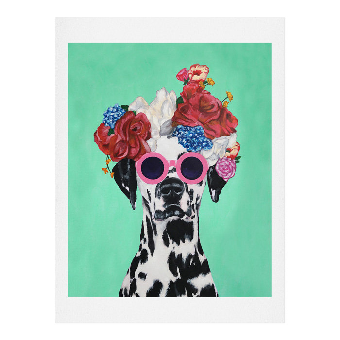 « fleur power dalmatien turquoise », impression, H 20 po x l 16 po x P 1 po