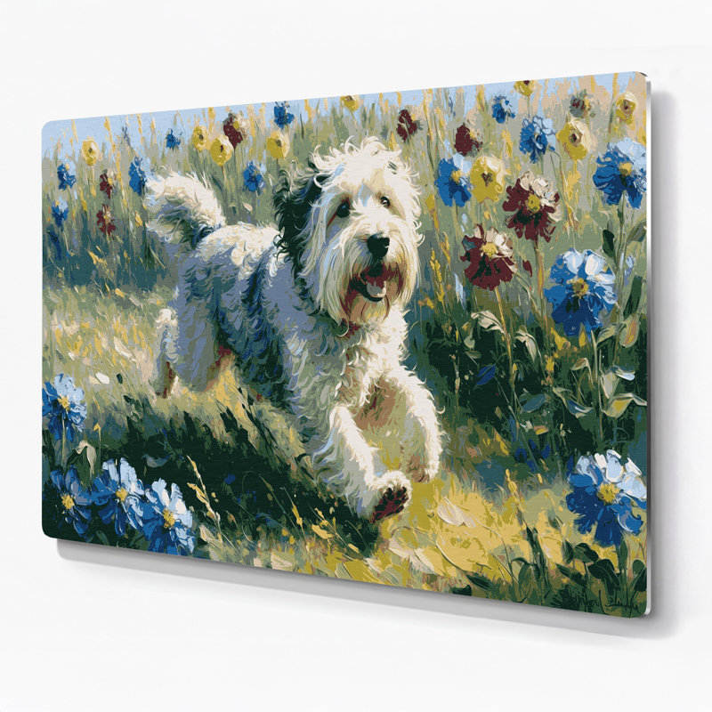 Art mural en métal «Dogs Old English Sheepdog», H 11 po x l 14 po