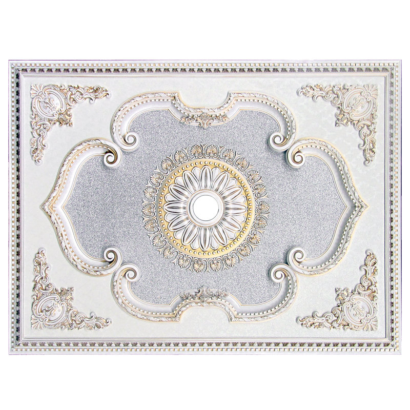 Rectangle médaillon de plafond, H 2,5 po x l 63 po x P 47 po, Blanc
