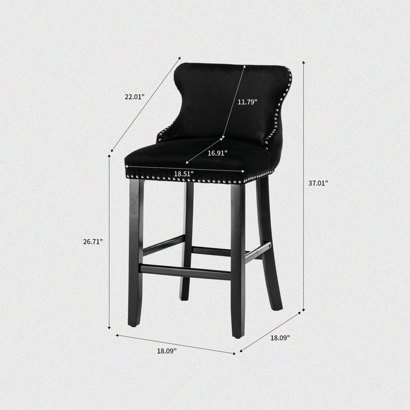 Tabouret de comptoir 26,72 po Joason, Noir