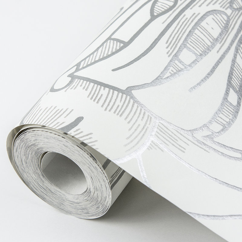 Rouleau de papier peint botanique L 33 pi x l 20,5 po Balboa, Argent