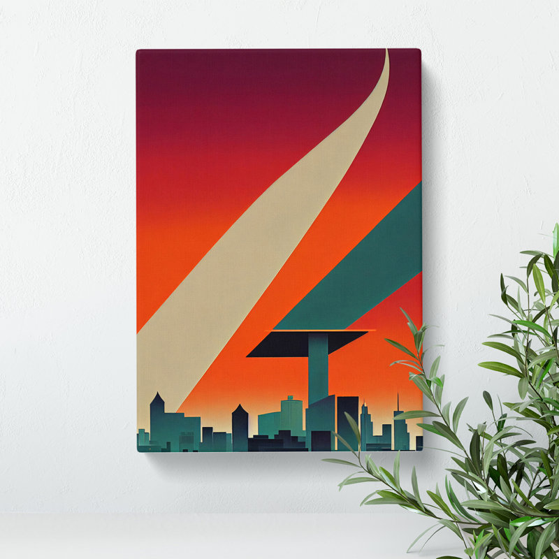 City Skyline Art Deco No.6 - Wrapped Canvas Print, 50cm H x 35cm W