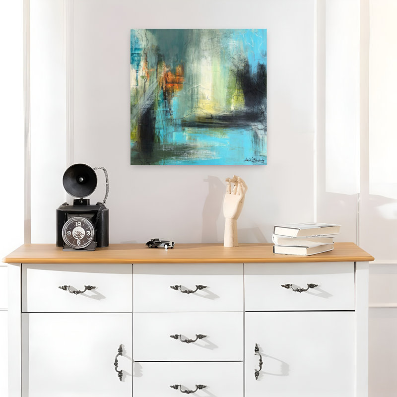 Aqua Serenity 1, art abstrait contemporain, H 18 po x l 18 po