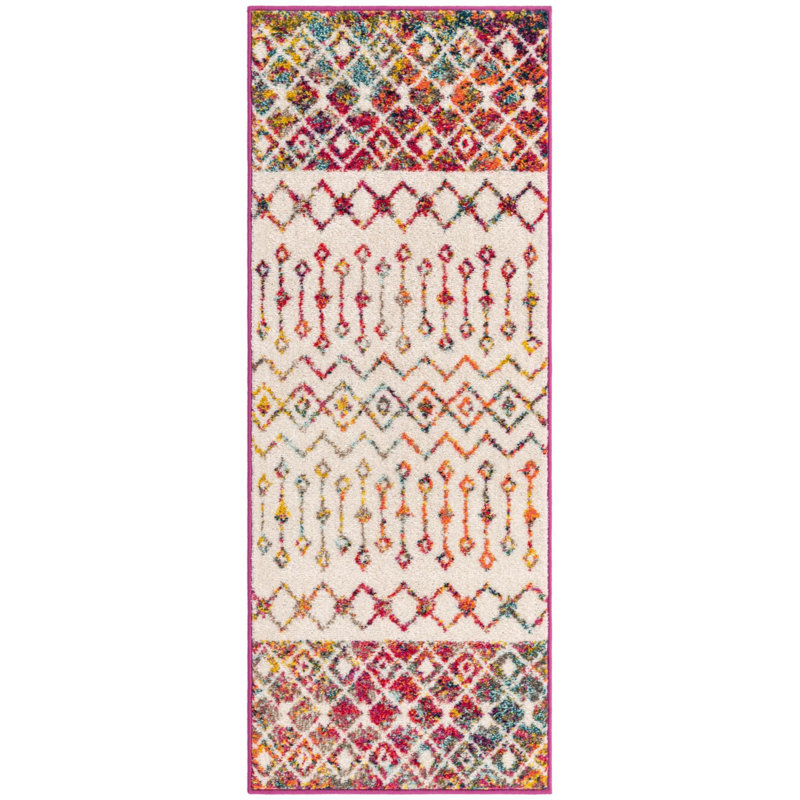 Tapis abstrait en polypropylène tissé à la machine Briehn, Tapis de couloir 2 pi x 5 pi