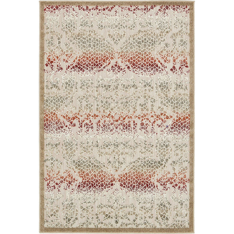 Outdoor Veranda Area Rug Ivory Color, Rectangle 4' x 6'