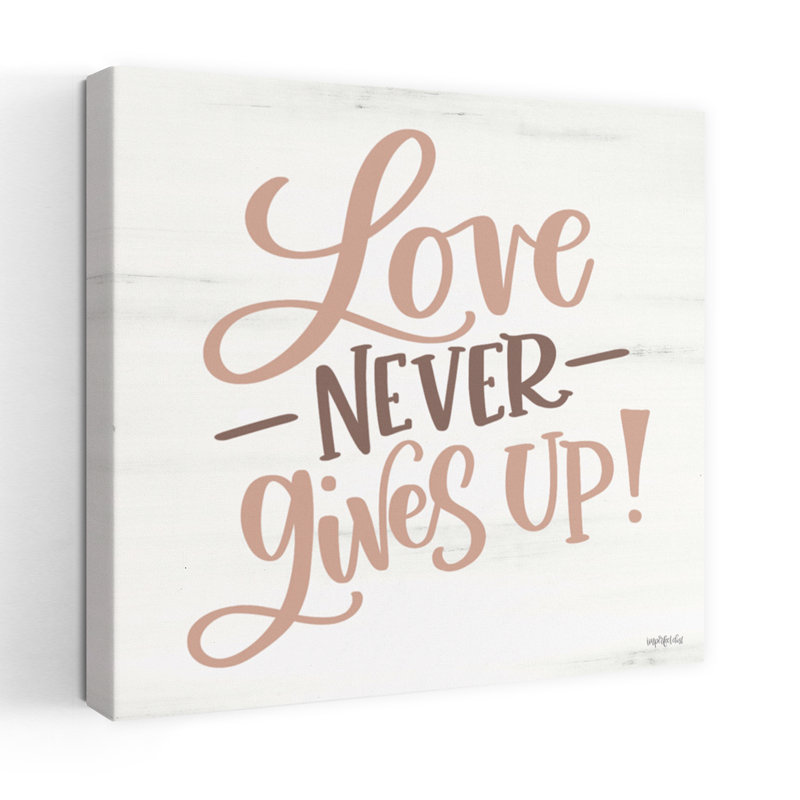 «Love Never Gives Up», art typographique contemporain, H 36 po x l 36 po