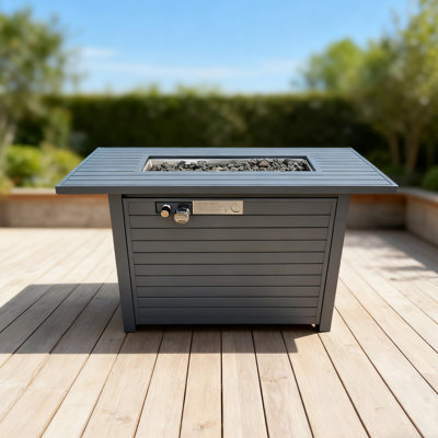 Table de foyer d'extérieur au gaz 24 pouces avec couvercle en acier durable