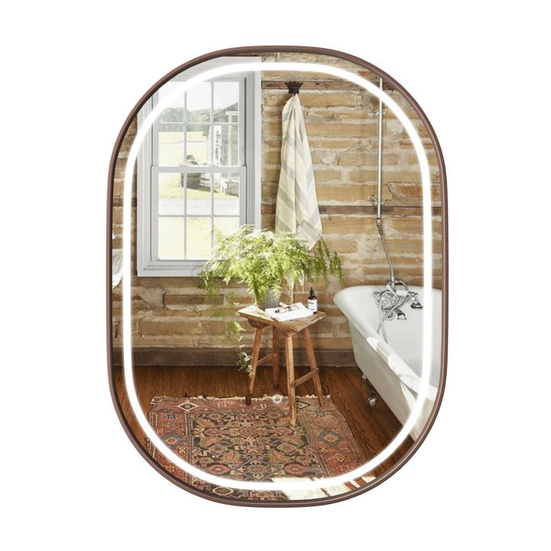Miroir de salle de bain rond, Doré, 48 po x 36 po, Verticale