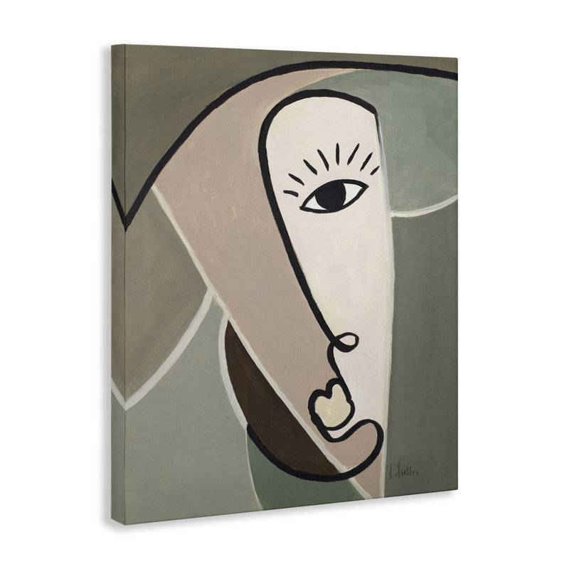 «Boho Cubism Face Floater», art mural sur toile par Patricia Pinto, H 20 po x l 16 po x P 1,5 po