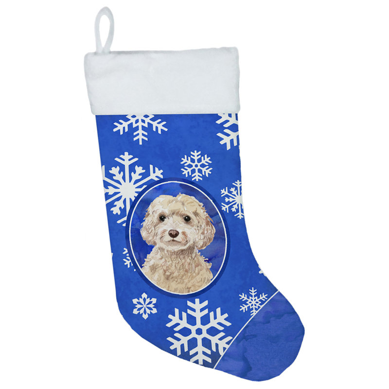 Chaussette de noël winter flocons de noël, Cockapoo champagne