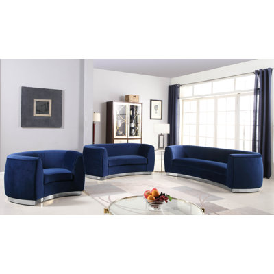 Breccan 3 - Piece Velvet Living Room Set