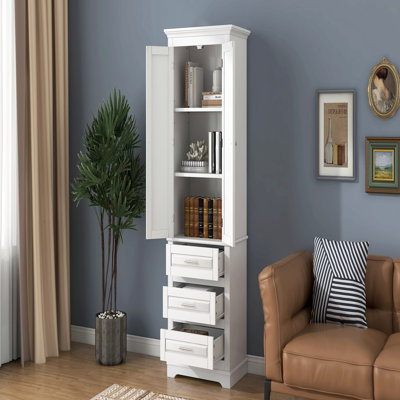 Tall Storage Cabinet With Three Drawers For Bathroom/Office