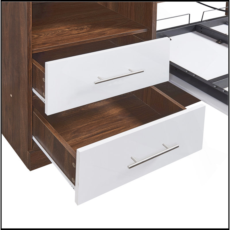 Lit escamotable simple avec armoire murale, blanc