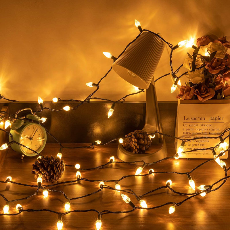 Guirlande de Noël C6, Blanc chaud, 100LED